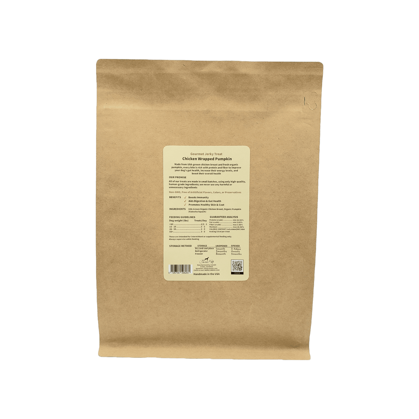 Healthy premium U.S. chicken & fresh Kabocha pumpkin. High protein, high fiber dog treats for sensitive stomachs. No preservatives or GMOs. Shop CareK9 quality.